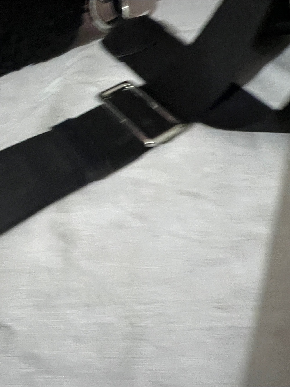 Black Shearling Crossbody Bag with Wide Logo Strap - Picture 9 of 9